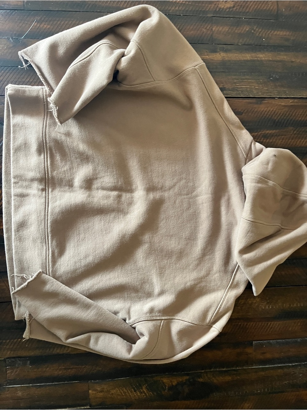 ALO YOGA EFFORTLESS CROPPED HOODIE TAUPE RAW EDGE OVERSIZED - Picture 4 of 4